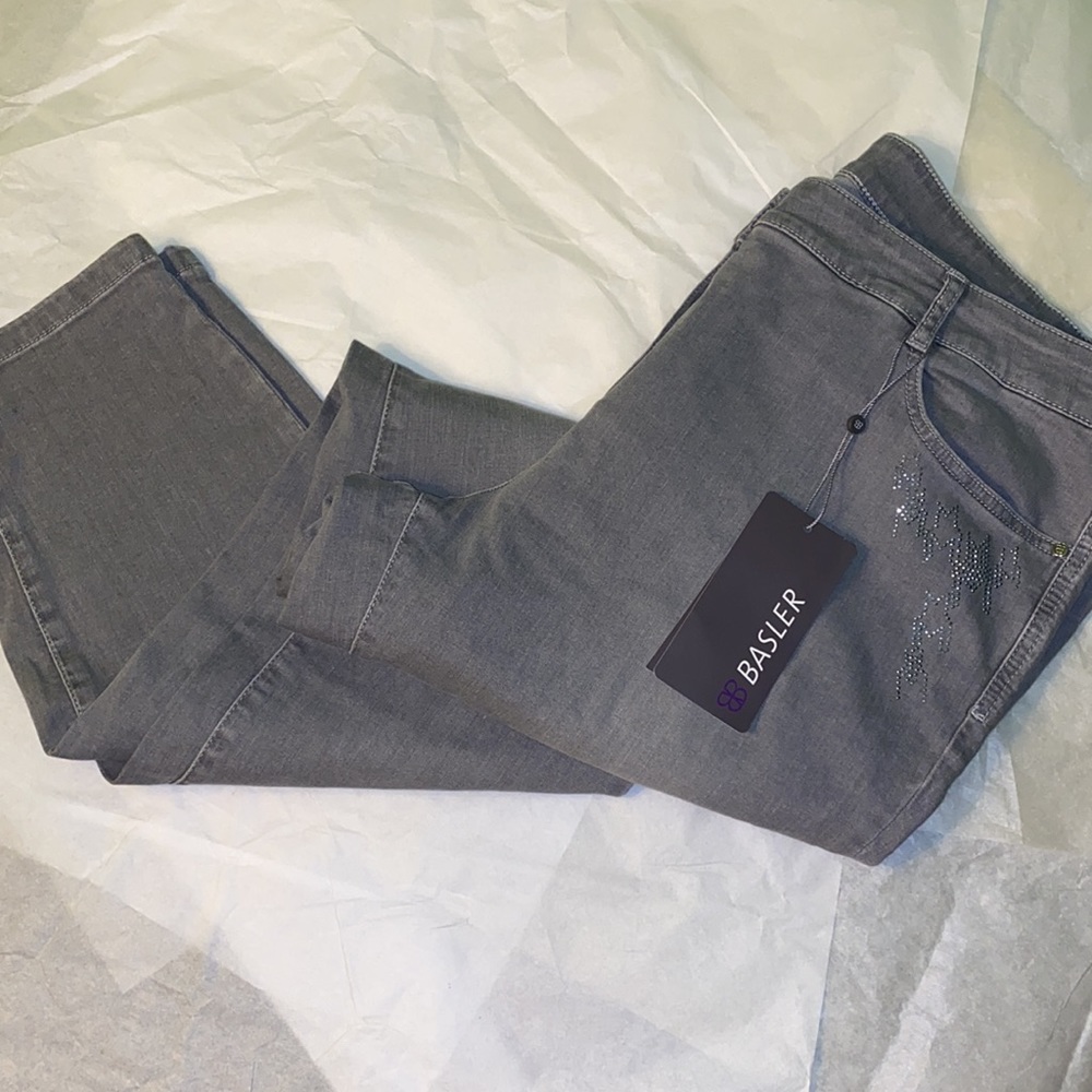 Basler Gray Denim Embellished High Rise Jeans